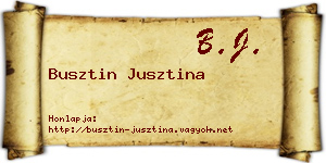 Busztin Jusztina névjegykártya