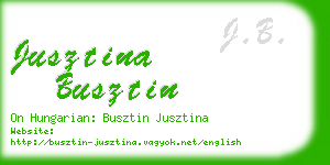 jusztina busztin business card